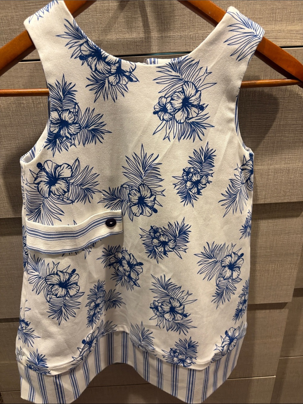 Girls Blue Floral Cotton Dress